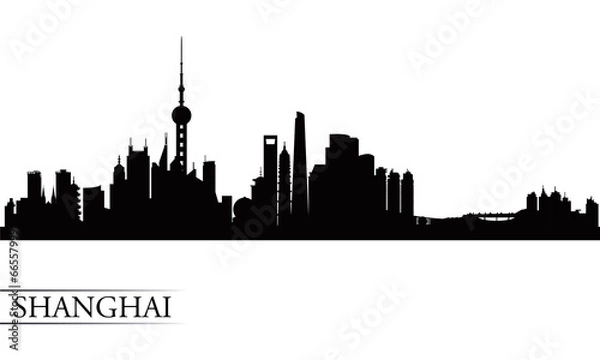 Obraz Tło sylwetka w Shanghai City.