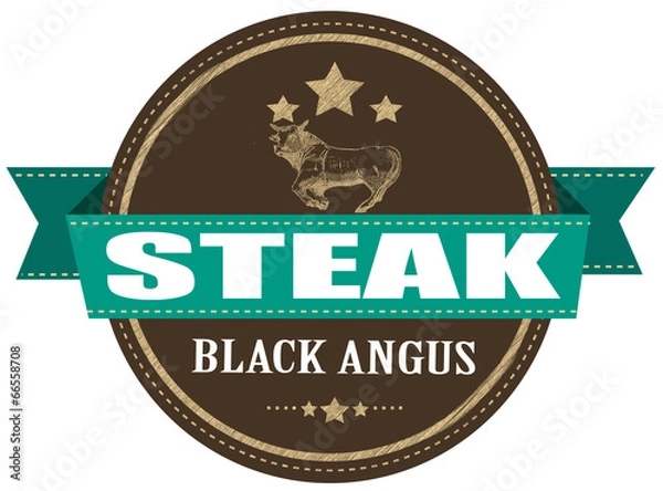 Obraz black angus steak stamp