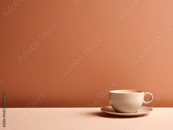 Obraz Close-up of a cup of coffee on an isolated background with space for text. AI Generation.