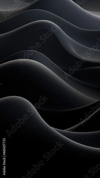 Fototapeta Black waves abstract background design. Black Friday Sale concept. Modern premium wavy texture for banner, business backdrop. Luxurious shiny elegant wave illustration.