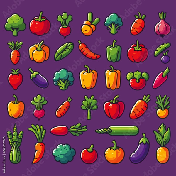 Fototapeta Professional Colorful Vegetables icon Design set