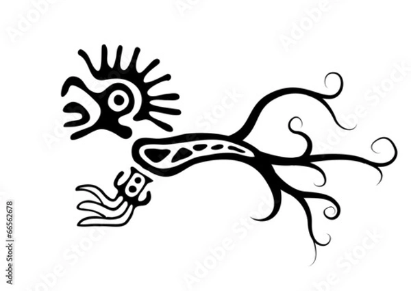 Fototapeta Bird cock in native style,