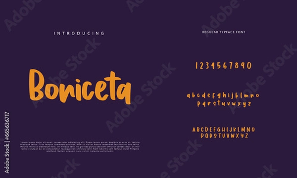 Fototapeta Handwritten Script font. Hand drawn brush style modern calligraphy cursive typeface. Hand Lettering and Custom Typography alphabet for Designs: Logo, Greeting Cards, Poster. Vector Brush type set.
