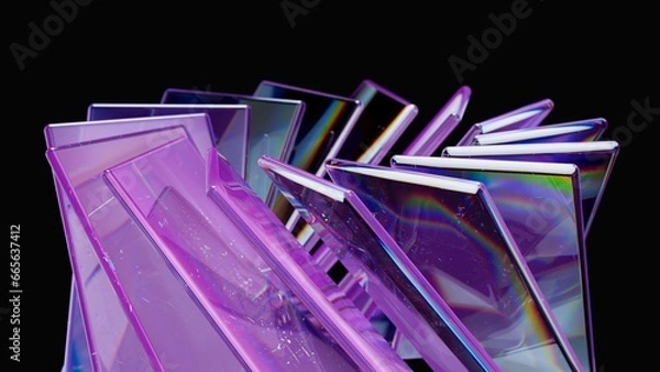 Fototapeta Modern 3D science and tech concept. Rotating glass screens.