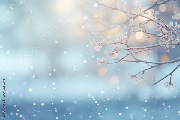Obraz snow winter bokeh background