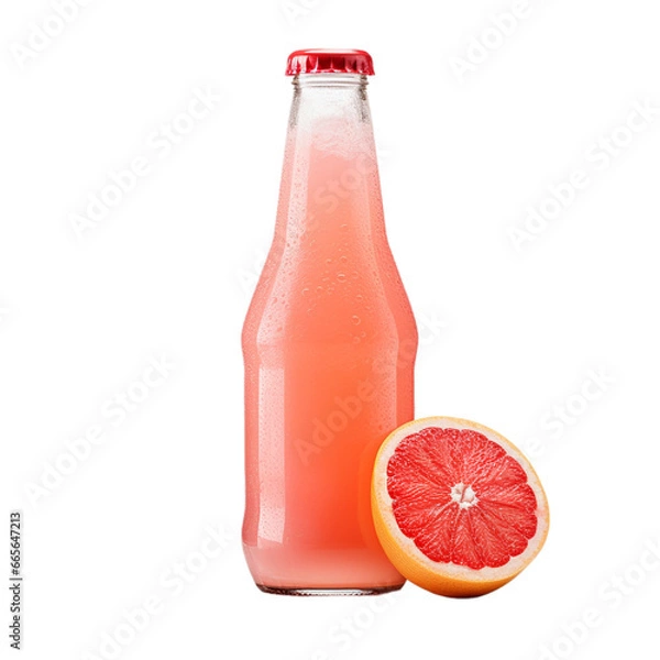 Obraz glass of grapefruit soda with grapefruit render isolated on white background, ai generated