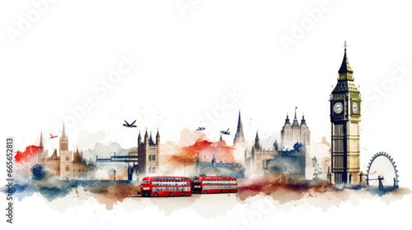 Fototapeta Stunning London Illustration Featuring Iconic Landmarks, Perfect for Your Design Projects and Travel-Themed Creations