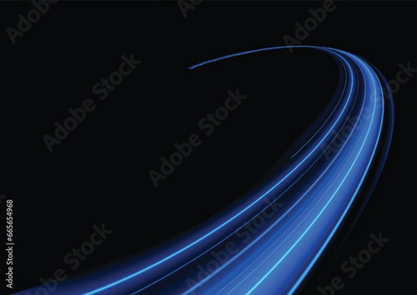 Obraz Modern abstract high-speed light motion effect on black background. vector illustration.