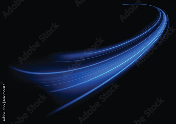 Obraz Modern abstract high-speed light motion effect on black background. vector illustration.