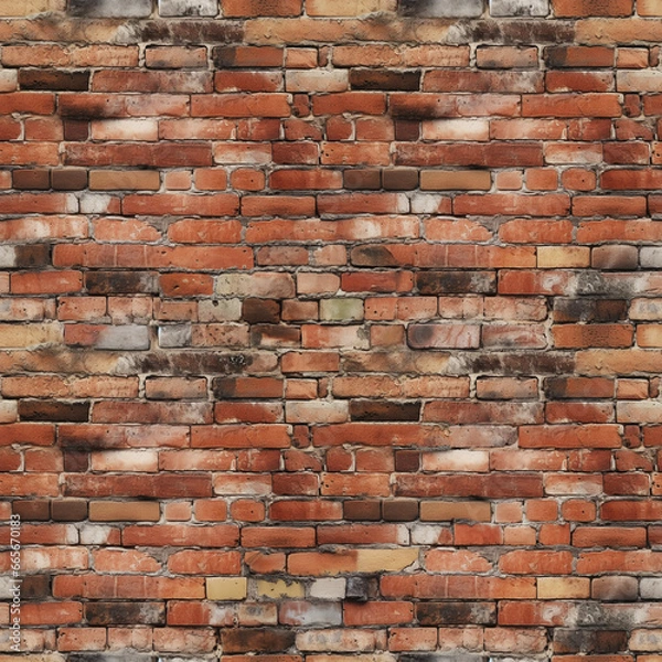 Fototapeta seamless repeating brick wall texture, tileable on all sides