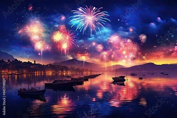 Obraz Happy New Year with Fireworks!