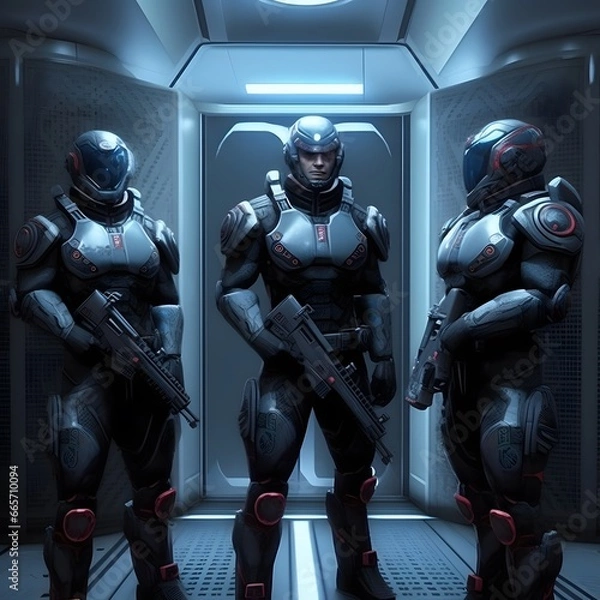 Obraz Space soldiers in space at war