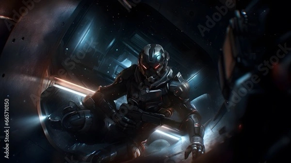 Obraz Space soldiers in space at war