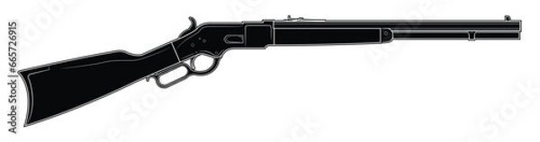 Obraz Vector illustration of the lever-action Winchester M1866 Yellow Boy rifle. Black. Right side. 