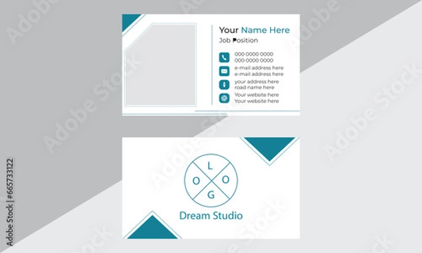 Fototapeta A modern and simple vector template business card set with geometric shapes and also with white color background.