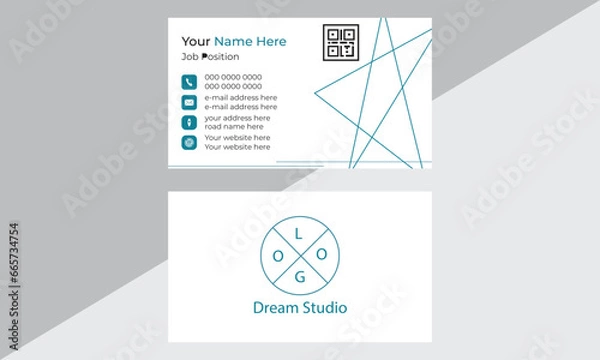 Fototapeta A vector template business card set design with organic shapes and also with white color background.Business card is ready for print.