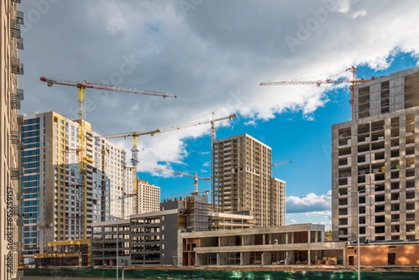 Obraz Huge construction site of high-rise multi-apartment buildings
