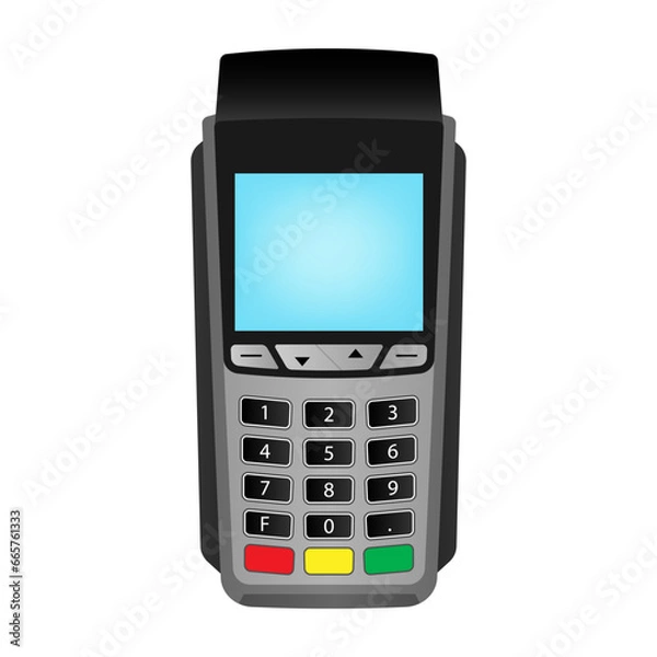 Fototapeta POS - Point of Sale Terminal, Credit Card Reader Machine or Payment Machine for Credit Card. Vector Illustration. 