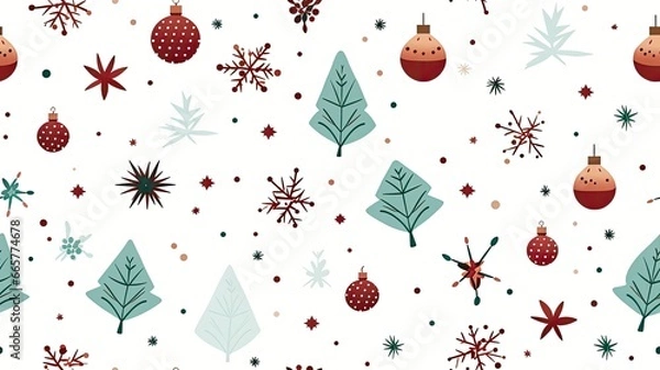 Obraz minimalistic Christmas elements drawings, emphasizing simple yet elegant designs. SEAMLESS PATTERN. SEAMLESS WALLPAPER.
