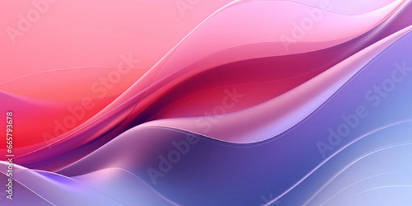 Obraz ABSTRACT BACKGROUND: Organic Soft Neon Glowing Pink and Blue Waves. Abstract Art Design Banner for Technology, Science and Beauty.