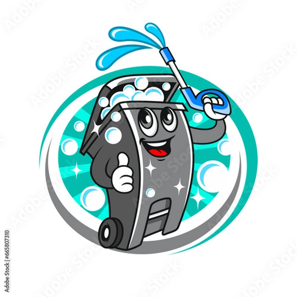 Obraz Trash can bin cleaning logo
