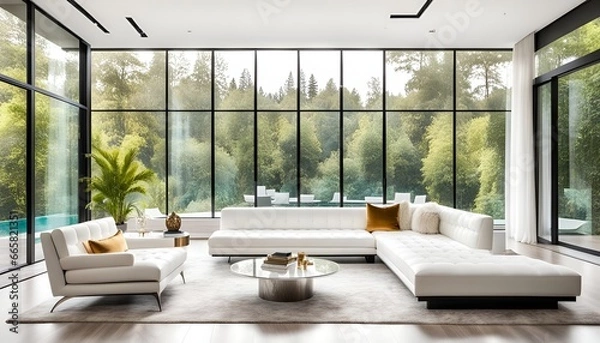 Obraz grand salon et baie vitrée