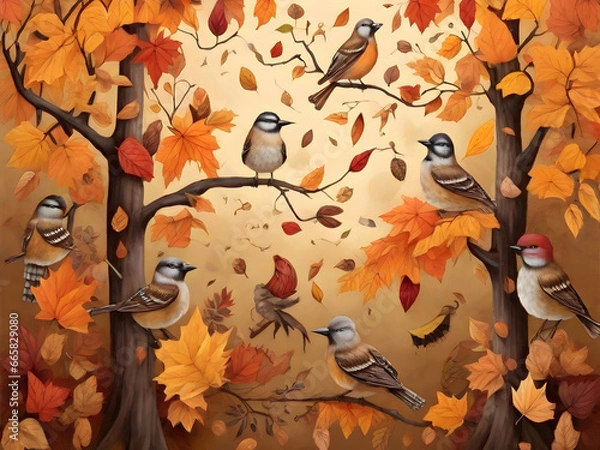 Obraz autumn leaves on a tree