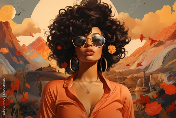 Obraz 0s vibe sunglasses and afro