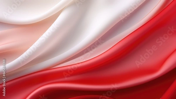 Fototapeta White and Red silk background - generative ai