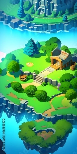 Obraz a landscape for game level selection background ai generated