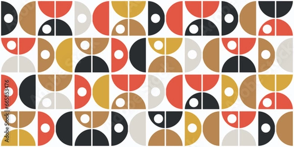 Fototapeta Vector seamless pattern of identical rounded shapes. Geometric quarters.