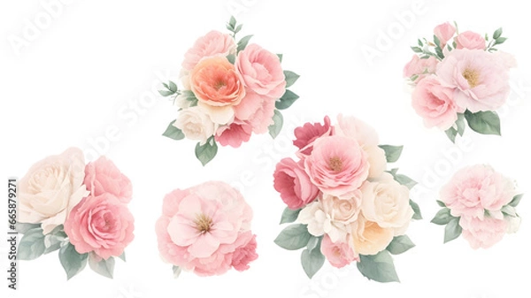 Obraz set of flowers isolated