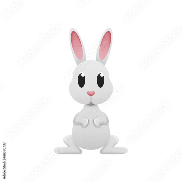 Fototapeta white rabbit easter is cute cartoon design of paper cut