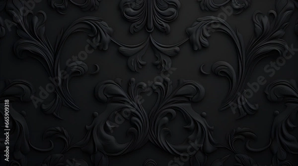 Fototapeta black floral background | generative ai
