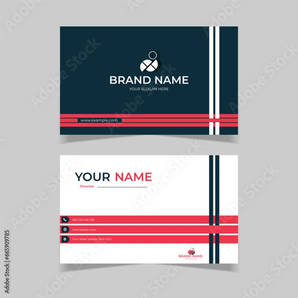 Fototapeta elegant modern business card design template black and red