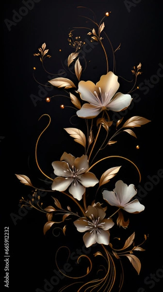 Obraz golden floral background | generative ai