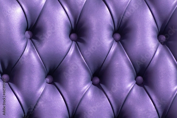 Fototapeta image of a violet leather upholstery with symmetry of the buttons and lines