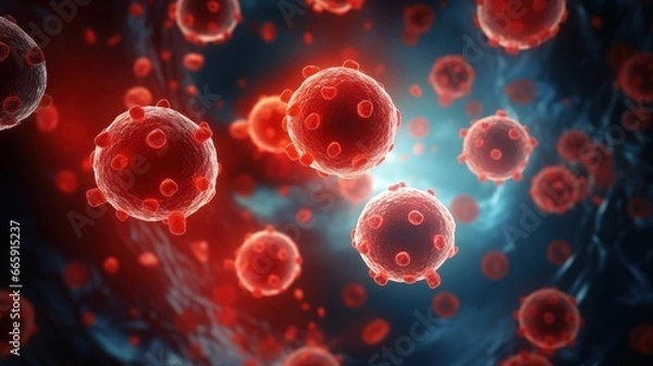 Obraz Closeup virus blood cells background.