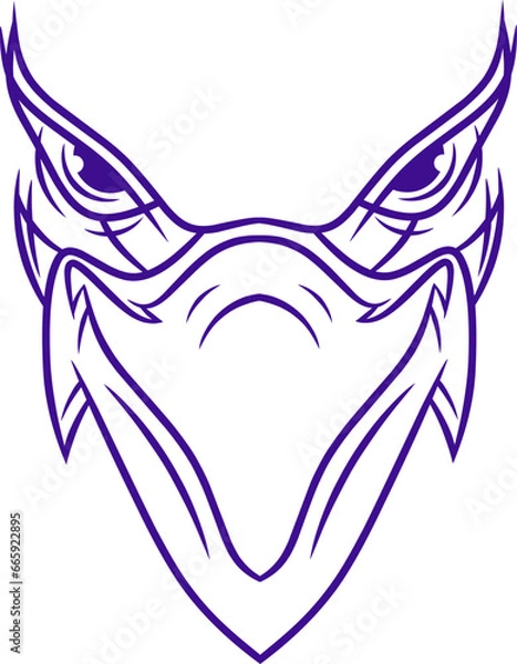 Fototapeta design one line vector illustration of eagle face