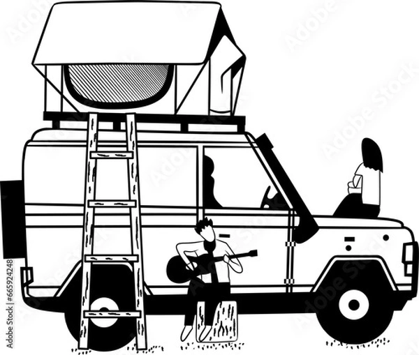 Fototapeta camping illustration vector sketch design