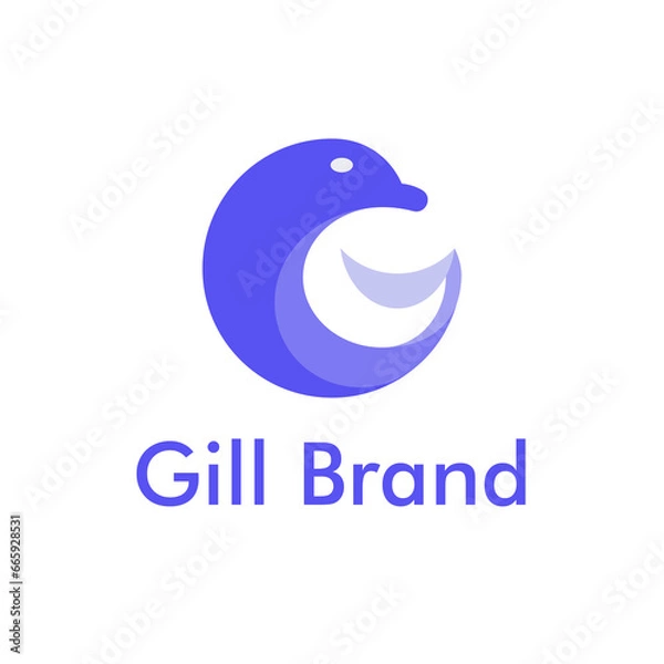 Obraz dolphin and letter G combination logo, gradient animal logo.