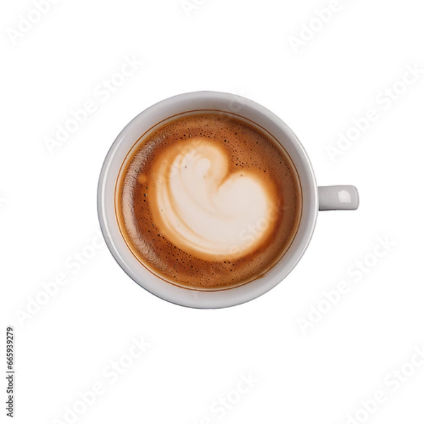 Fototapeta cup of hot aromatic coffee on transparent background, top view