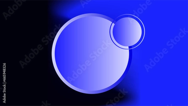 Obraz Blue 3D circle bevel frame with extra circle copy space black and dark blue background