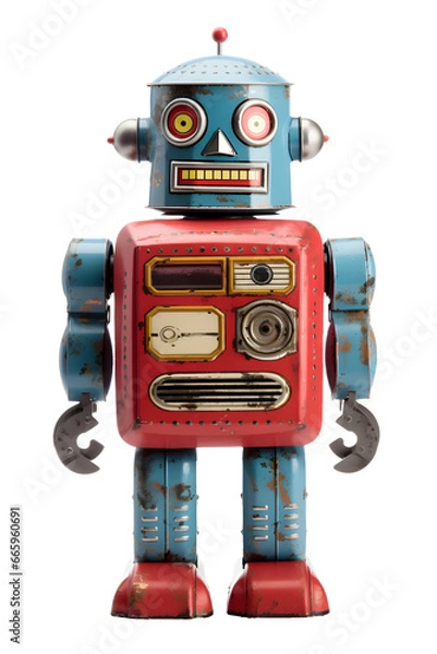 Fototapeta Isolated vintage tin robot