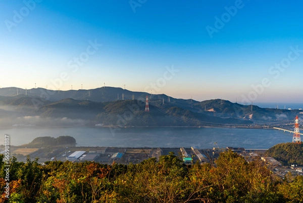 Obraz 月屋山展望台から見る川内川の風景