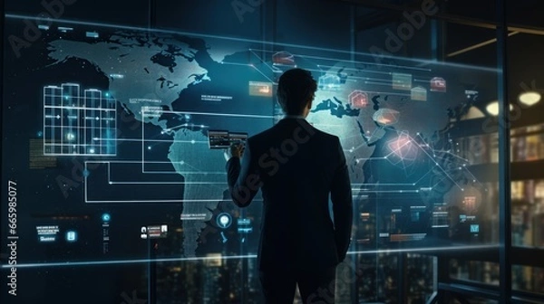 Fototapeta Businessman checking big data information.