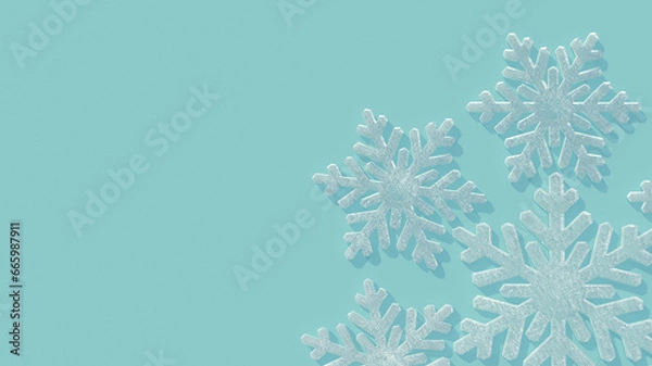 Fototapeta Snowflakes ice on light blue background