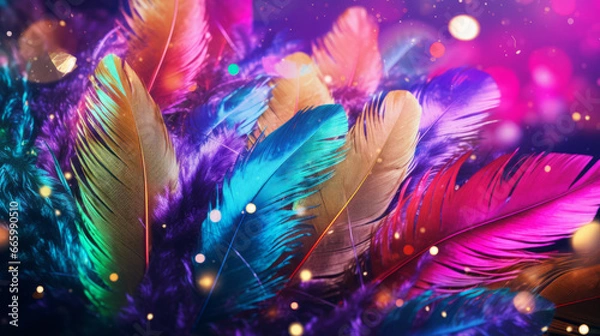 Fototapeta Colorful feathers, fireworks motive, generated with ai