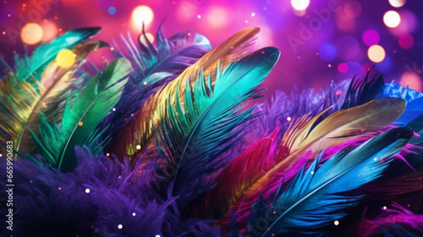 Fototapeta Colorful feathers, fireworks motive, generated with ai