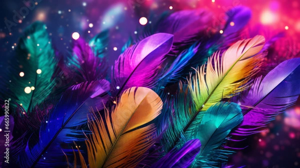 Fototapeta Colorful feathers, fireworks motive, generated with ai